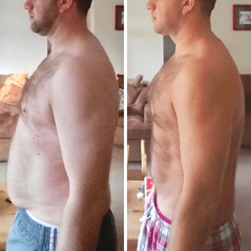 Male client before and after weight loss